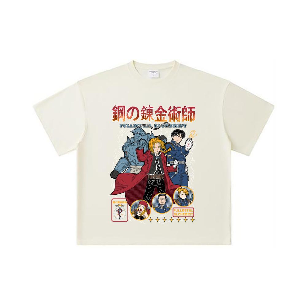 260 GSM Double Yarn 32 Count 100% Cotton Fullmetal Alchemist V2 Print Unisex Heavy Cotton T Shirt S