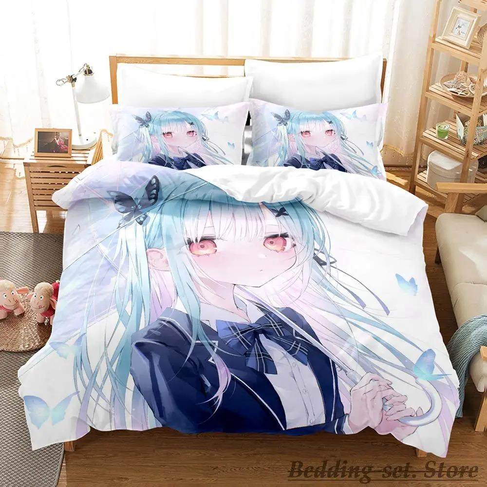 Vtuber Hololive Uruha Rushia Bedding Set Cartoon Anime Three-piece Set Adult Kid Bedroom Duvetcover Sets 3D Cute Bikini Girls