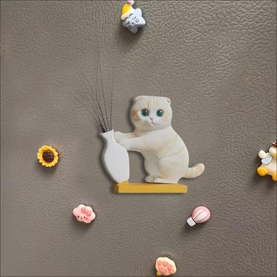 Mini Cat Whiskers Vase Acrylic Magnet Decorative Cat Flower Holder Magnetic Fridge Desktop Home AccentsGood Quality