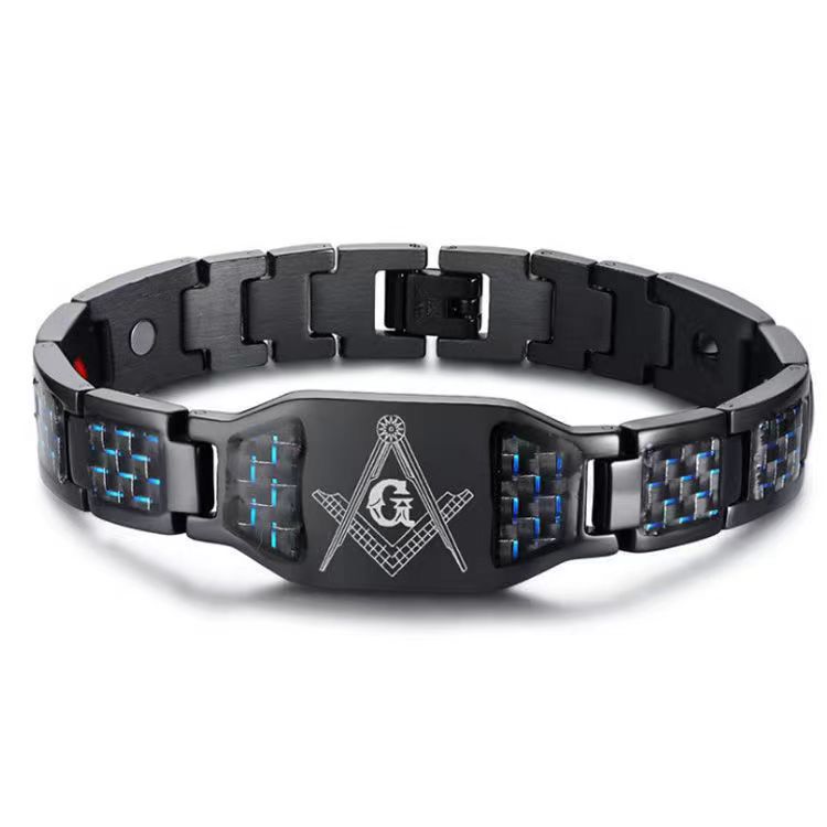 

2026 Removable Titanium Steel Gold Plated Carbon Fiber Magnet Bracelet Radiation Protection Men s Magnetic Therapy Bracelet 21CM