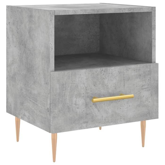 Table de chevet - Maison Exclusive - Gris béton - 1 tiroir et 1 compartiment - Bois d'ingénierie, pieds métal