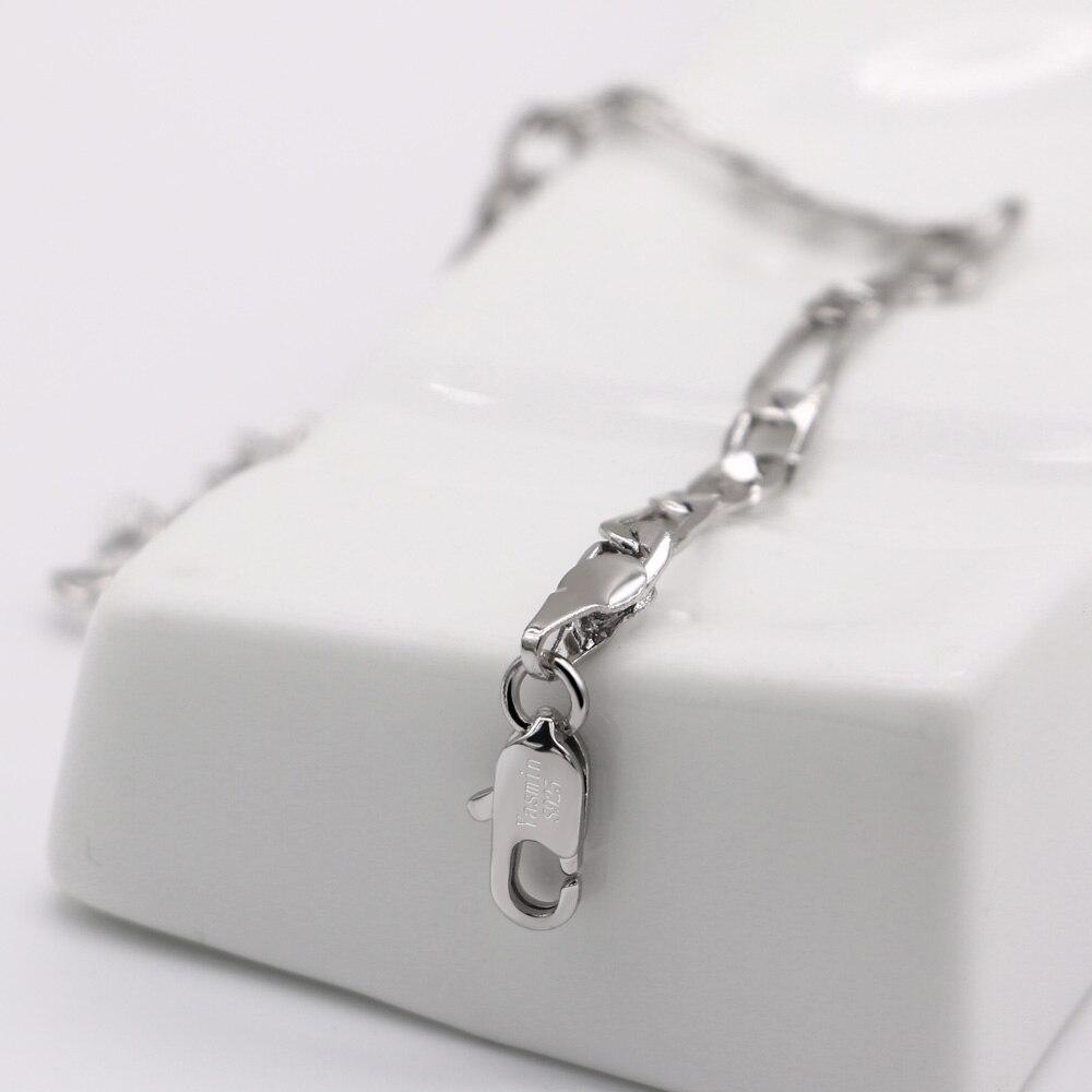 Classic Solid 925 Sterling Silver 4MM Figaro Chain Bracelet Suitable for Bracelet 20CM Length Fine Jewelry Gift
