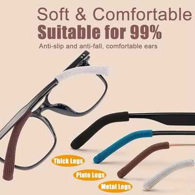 2 Pairs Eye Glasses Ear Grippers Soft Knit Glasses Arm Cushion for Glasses Behind Ear Anti Slip Eye Glass Ear Grips Ear Pads