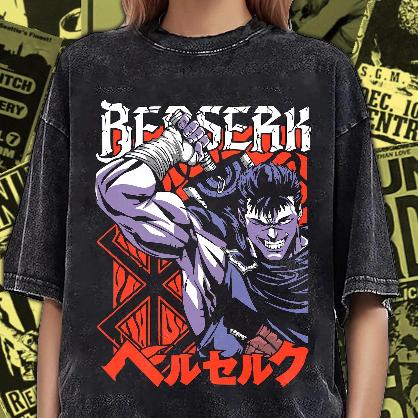 Vintage Washed Guts T-Shirt: Berserk Japanese Anime Tee BS001 XL