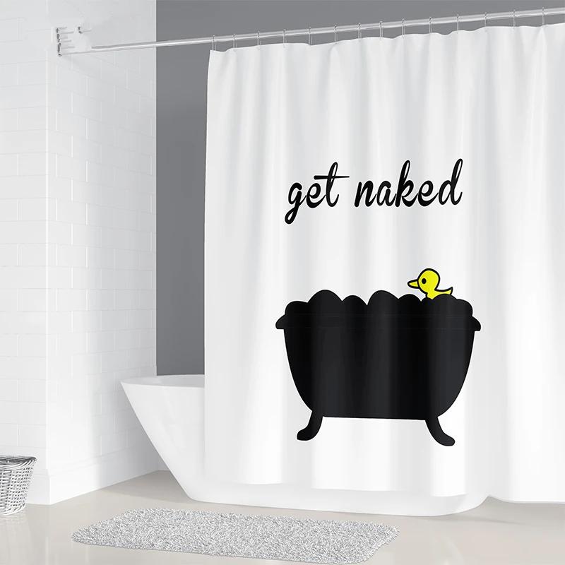 Simple Geometric Nordic Chandelier Printing Bathroom Shower Curtain Polyester Waterproof Home Decoration Curtain with 12 Hooks