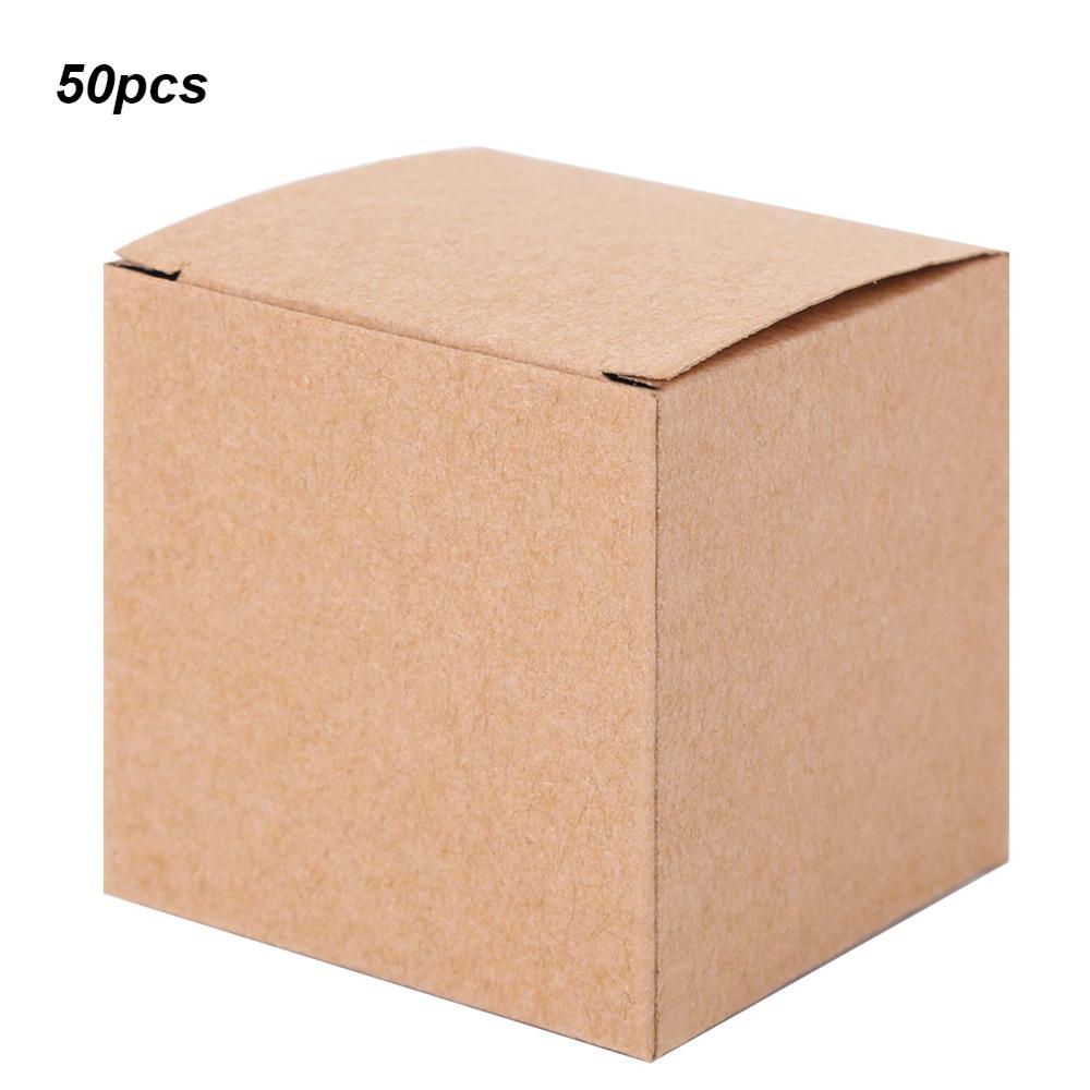 50PCS Brown Boxes With Lids Candy Box Wrapping Supplies Kraft Paper Box  Crafting