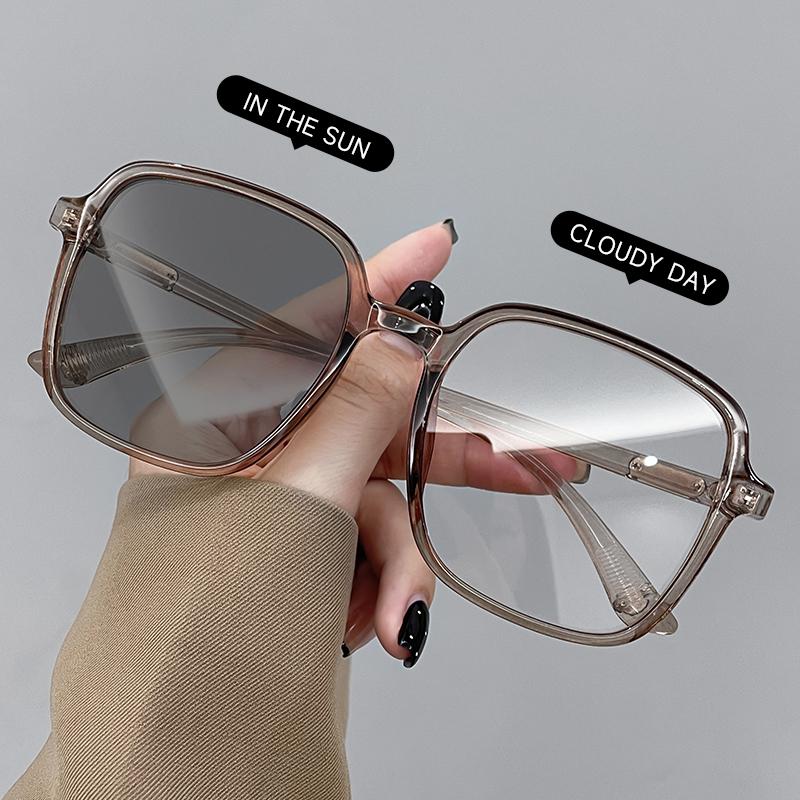 Must Have Square Photochromic Sunglasses Fashion Sunglasses Season Oversized Trendy Frame Sun Protective Uv Protection
