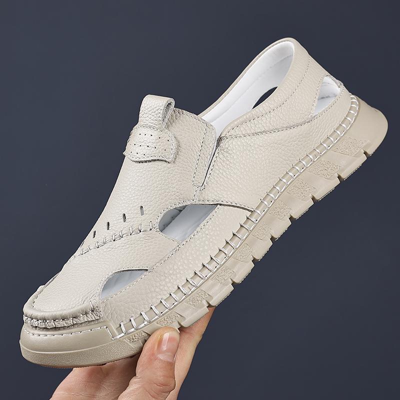 Fashion Handmade Summer Man Sandals Versatile Leather Beach Shoes Lightweight Mens Casual Shoes Outdoor Walking Sandals Outdoor Sandaly