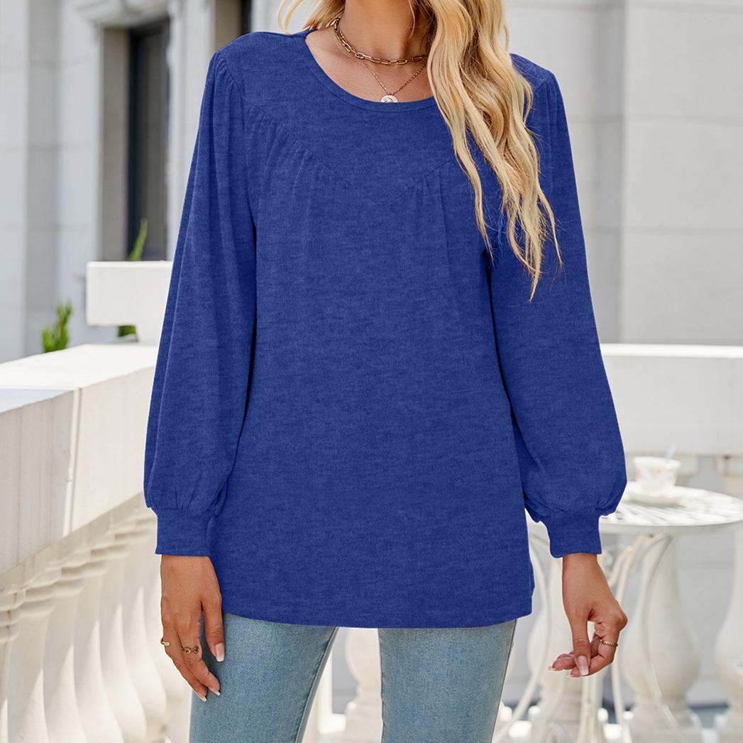 

Женская свободная футболка с длинными рукавами и круглым вырезом, повседневные футболки и топы с длинными рукавами