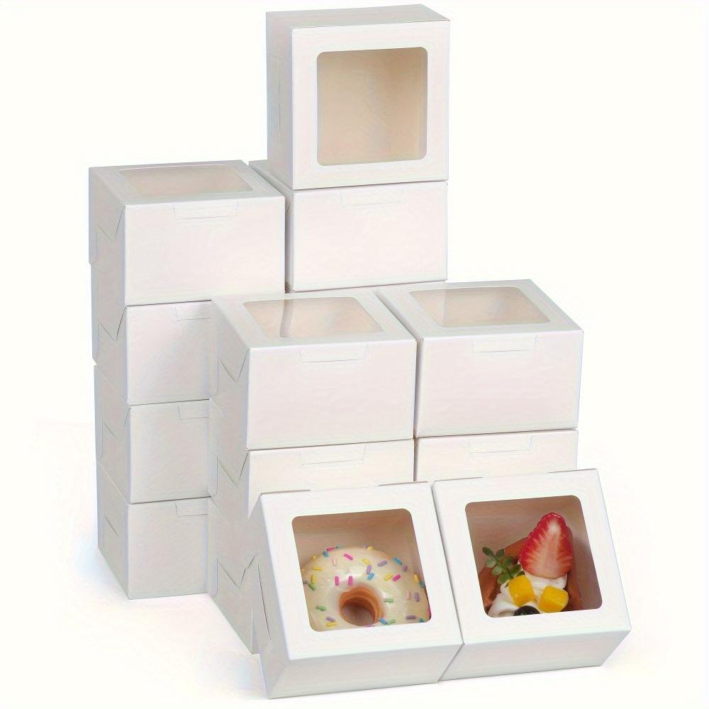 25pcs White Bakery Boxes with Clear Window Gift Packing Box Cookie Boxes Treat Boxes Mini Cake Boxes for Dessert Macarons Chocolates Pastry and Baked