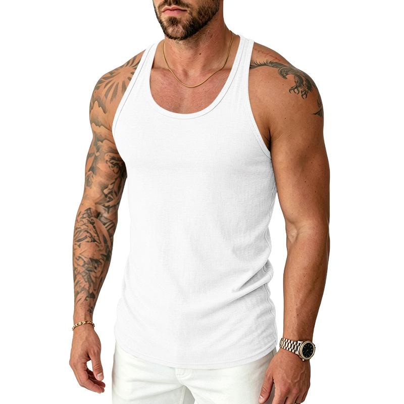 Mens Retro Slim Fit Solid Quick Dry Muscle Gym Sports Tank Top