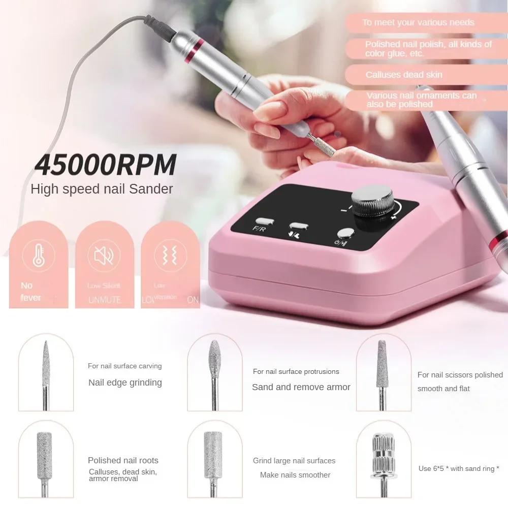 45000 RPM Electric Nail Drill - Rechargeable Portable Metal Nail Grinder, Professional Manicure Tool for Salon & Home Use