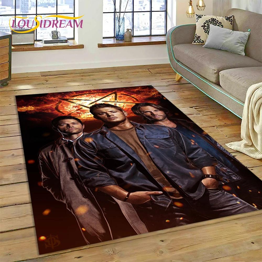 SPN Latest Supernatural Dean Sam 3D Rug Carpet for Living Room Bedroom Home Decor,Floor Mat Non-slip Decoration for Sofa Doormat
