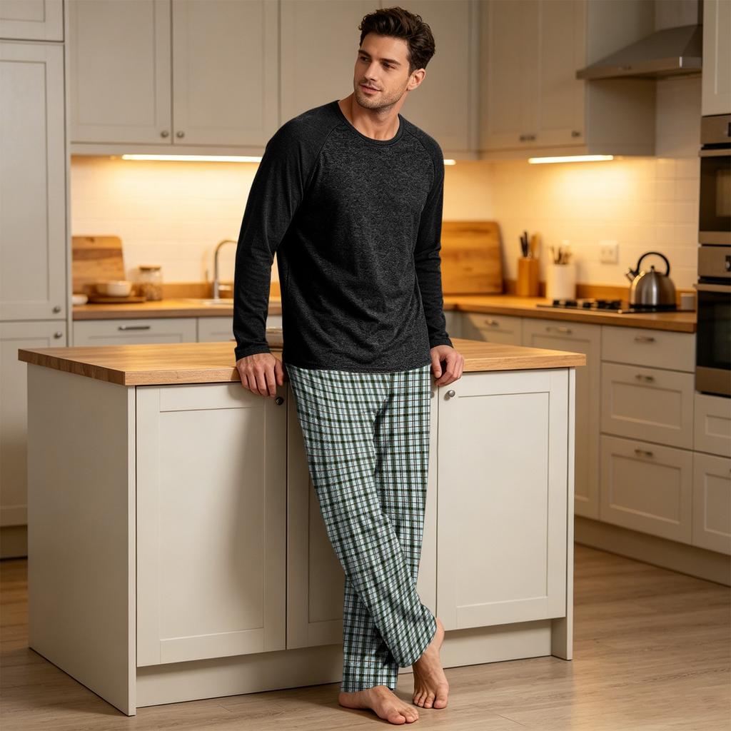 Men's Pajama Set Long Sleeve Sleepwear Loungewear for Nighttime and Relaxing at Home
