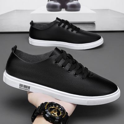 Mode Lässige Weiße Schuhe Herren Sneaker Rutschfest 2024 neu Leder Herren Plateau Frühling Herbst Mode Sportliche Schwarze Schuhe für Herren