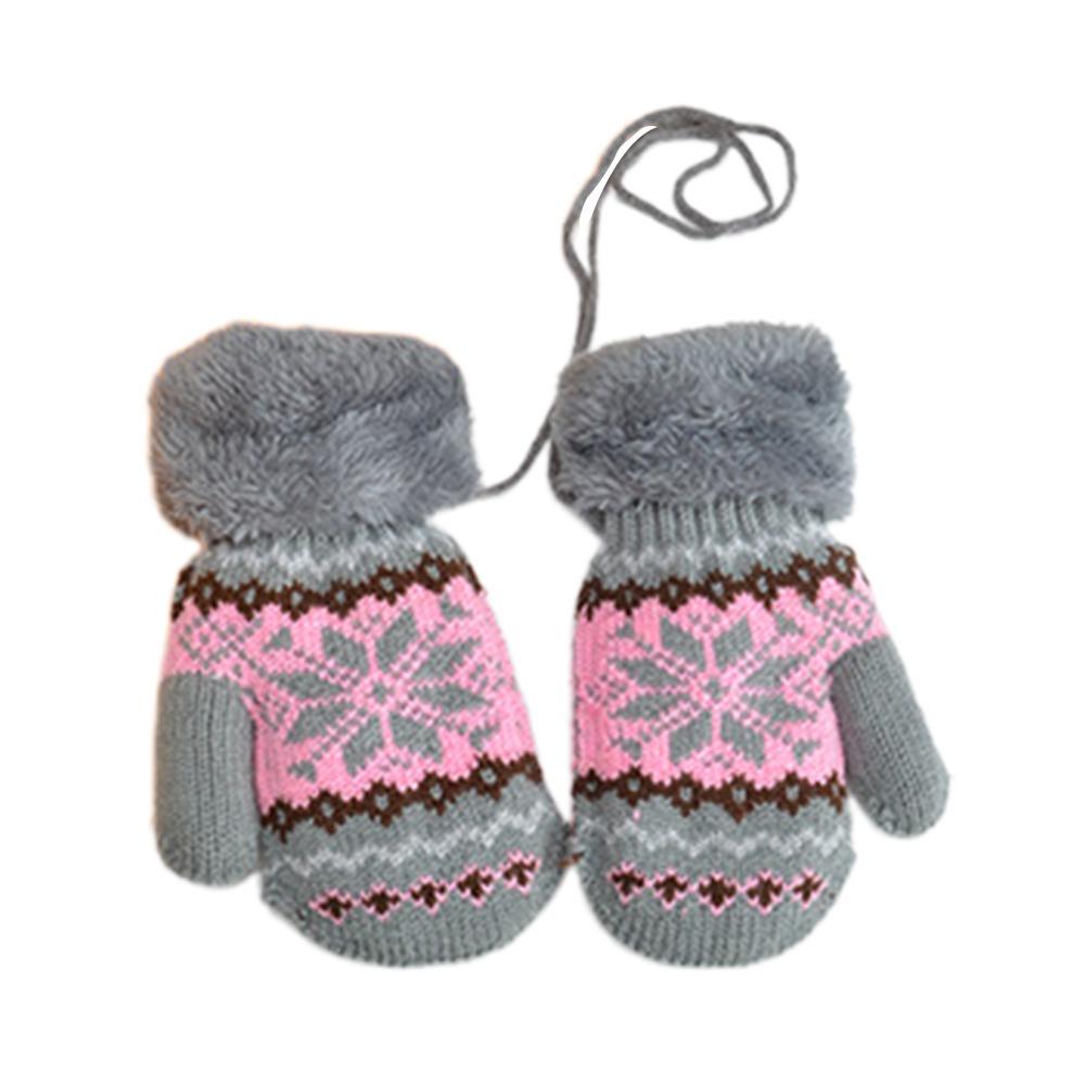 

Windproof Knitted Yarn Winter Gloves Full Finger With Halter Gloves Thickened Warm Knitted Gloves 3-6 Years Old сірий