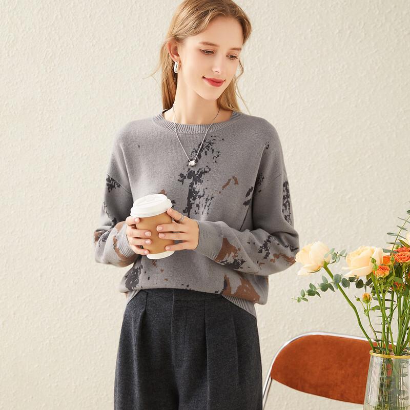 

TUHUANG Women s Thickened Pure Wool Round Neck Sweater M