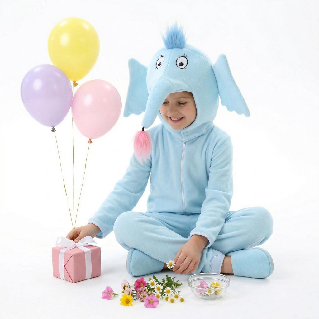 Kids Blue Elephant Costume Book Day Role Play Outfit Halloween Cosplay World Book Day Party Dress