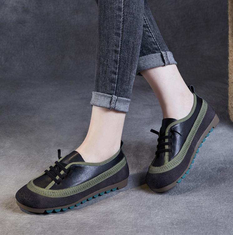 Fashion 2.5CM Spring Autumn New Leather Women's Shoes Soft soled Comfortable Versatile Thick soled Casual Shoes Retro Leather Shoes