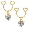 2 Pezzi Anello Finto Capezzolo a Forma di Cuore con Pendente Acciaio Inossidabile Anelli per Capezzoli Senza Perforazione Clip On Anelli per Capezzoli Piercing Finto per il Corpo