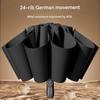 Fully Automatic Tri-fold Umbrella Enlarged Thickened Reinforced Wind Rain Resistant Black Vinyl Sun Protection Umbrella