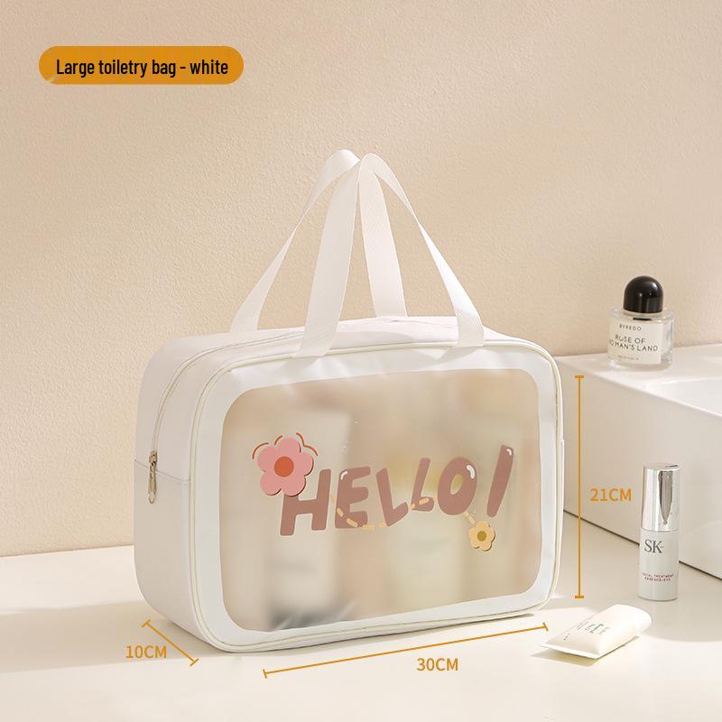 Waterproof PU Toiletry Bag - Portable, Large Capacity, Visible Storage for Cosmetics