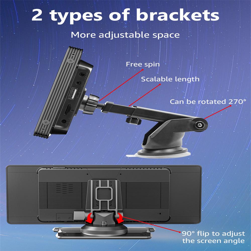 Portable 9.3" IPS Screen Multimedia Player Compatible with  Wireless CarPlay And