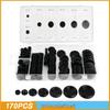 170-Piece Black Rubber Grommets Set for Wire Protection