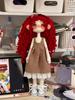 Hazbin Hotel Helluva Boss Doll Red Curly Hair Checkered Dress Anime Toy Handmade Gift for Animation Fans