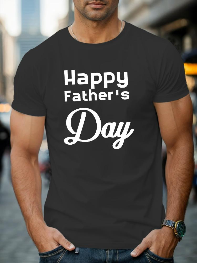 Happy Father s Day pattern design -100% cotton summer short sleeve casual O-neck printed men's