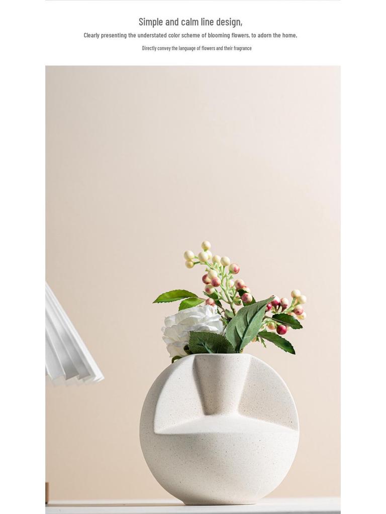 Nordic Geometric Ceramic Vase: Frosted Pottery Flower Arrangement Ornament