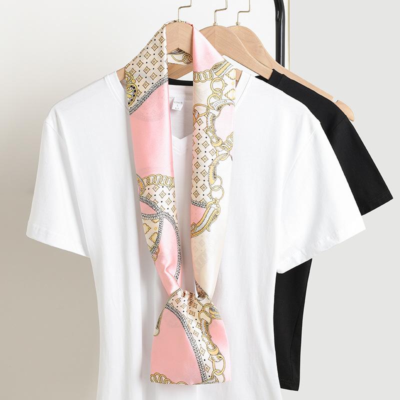 Luxury Ribbon Silk Scarf 15*145Cm Red Headband Neckerchief Foulard Hair Scarfs Neck Tie Lady Skinny Scarves Soft Satin