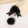 Plush Sphere Keychain With Bowknot Charm Portable Furry Sphere Keychain with Chic Bowknot Charm for Personalizing Item