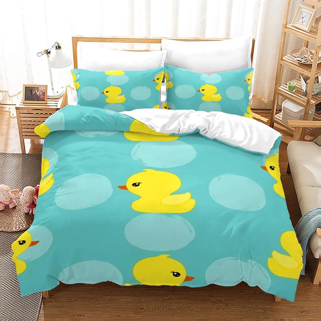 Yellow Duck Bedding Set Single Twin Full Queen King Size Little Duck Bed Set Aldult Kid Bedroom Duvetcover Sets 3D Print 020