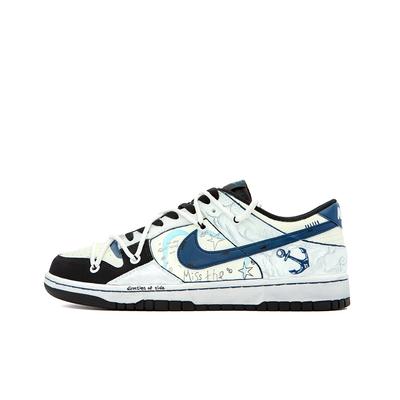 Nike Dunk Ocean Coexistence, Bernstein Low-Top Skateboard-Schuhe Herren Schwarz Weiß Blau FD6923-100(Team189-)