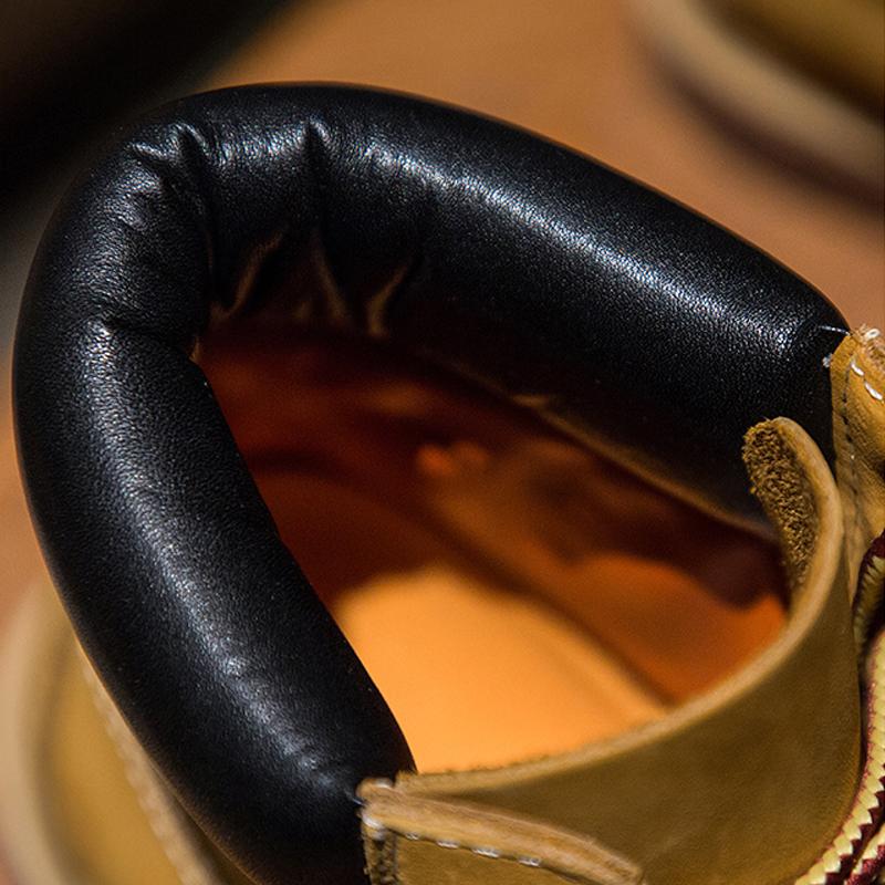 Unisex Handmade Retro Natural Cow Leather Men Boots Waterproof Ankle Snow Boots Men Shoes