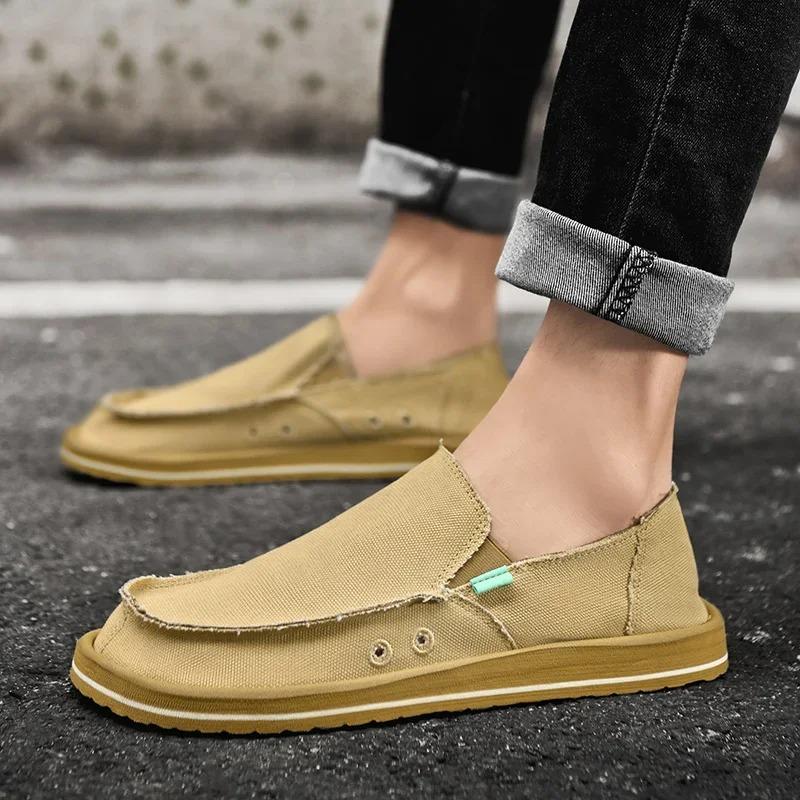 Fashi Men's Sneakers Canvas Breathable Men's Walking Driving Shoes Comfortable Outdoor Men Flats Casual Shoes