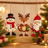 3 Pcs 2D Flat Christmas Tree Ornaments Wooden Christmas Decor Xmas Hanging Pendant  Christmas Tree