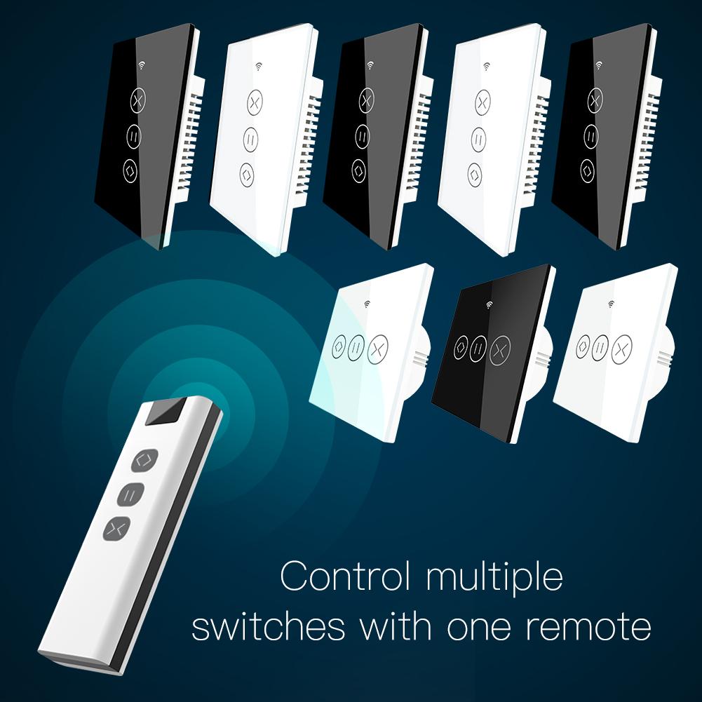 US EU WiFi RF433 Smart Touch Curtain Roller Blinds Motor Switch Tuya Smart Life App Remote Control Works with Alexa Google Home
