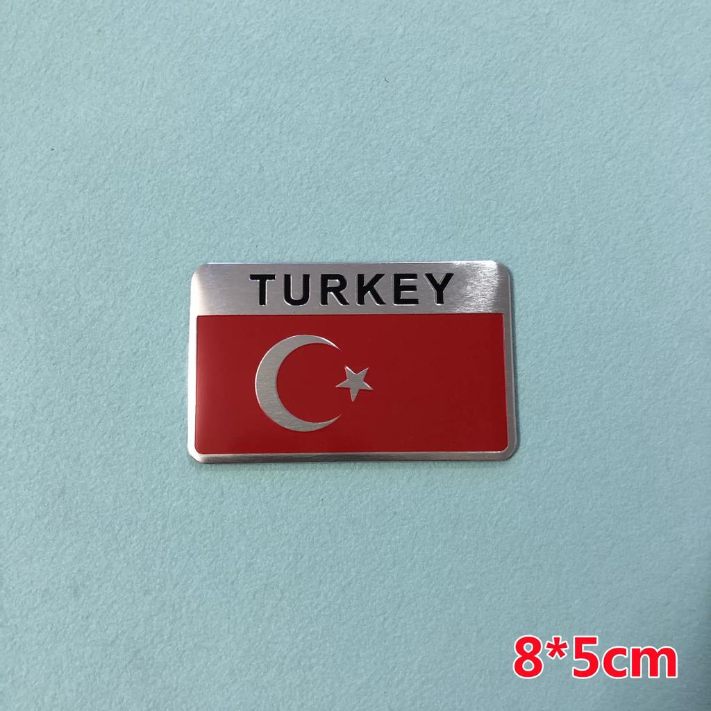 Turkish Flag Car Sticker, Indonesian National Logo Metal Sticker TURKEY Indonesian Car Decoration Aluminum