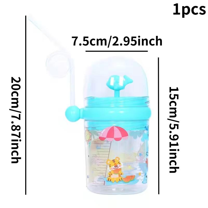 Walform Sprühbecher, Kinder Trinkbecher mit Strohhalm, Niedliche Delfin-Wasserflasche, Lebensmittelgeeigneter Plastikbecher, Geburtstagsgeschenk