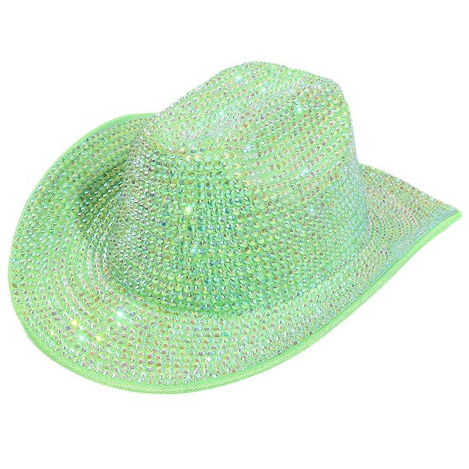 

Eye-catching Crystal Cowboy Hats Bride Hat Panama Hat for Bachelorette Party Cowboy Hats for Club Stage Shows 9