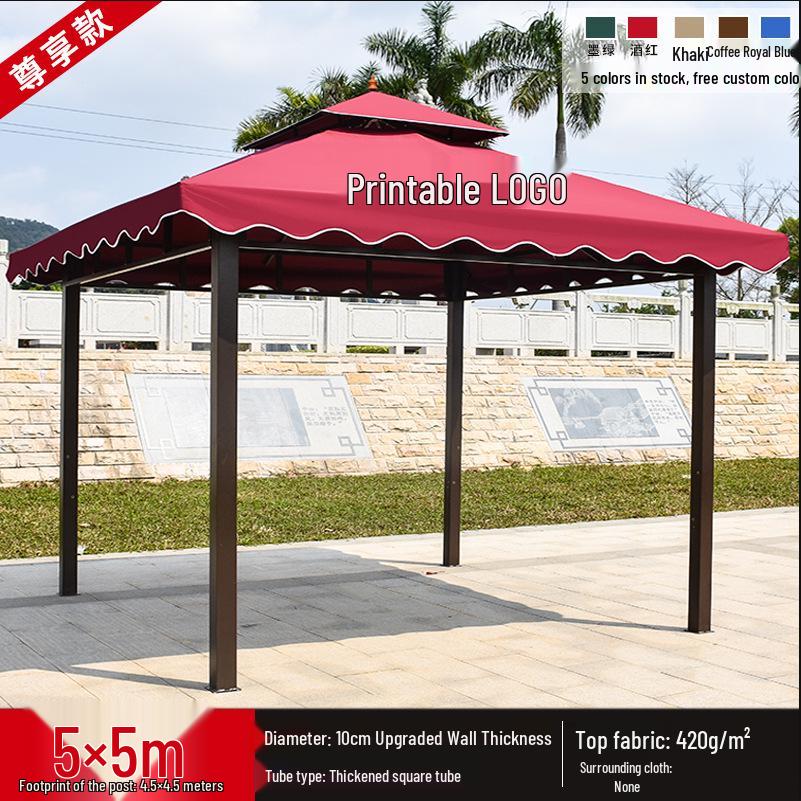 Wrought Iron Outdoor Gazebo Pavilion Canopy for Courtyard, Balcony & Rooftop Garden – Sunshade & Rain Shelter