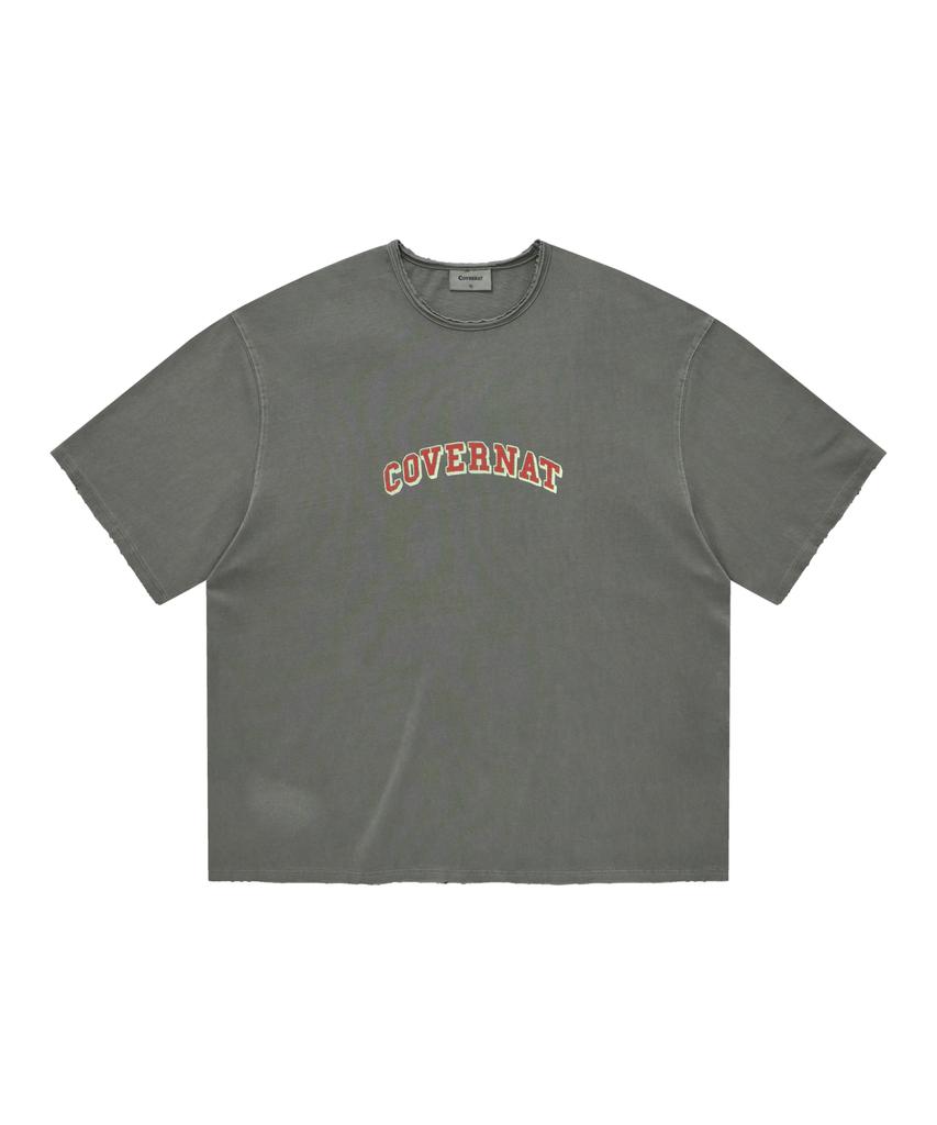COVERNAT Pigment Washed Arch Logo T-Shirt Charcoal