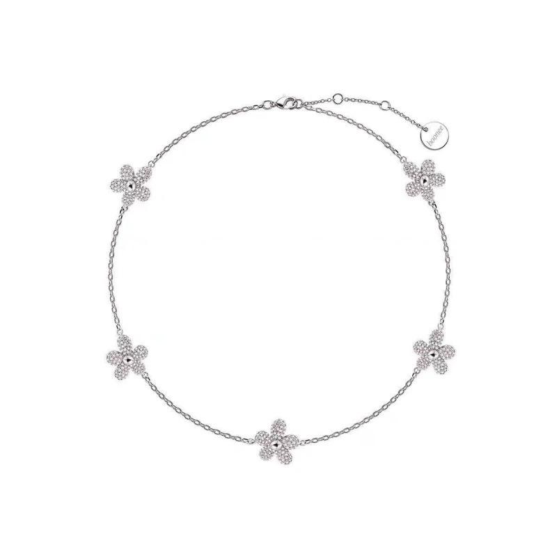 High-End Diamond Flower Jewelry Set: Bracelet, Ring, and Versatile Stud Earrings