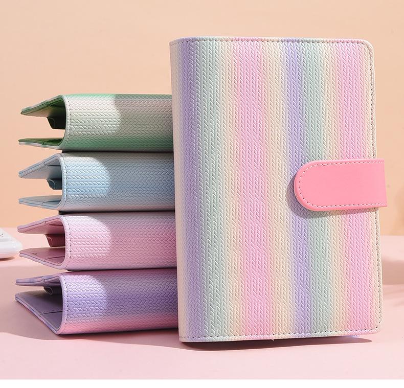 Gradient Stripe Loose-Leaf Planner - Trendy Student Notes Book