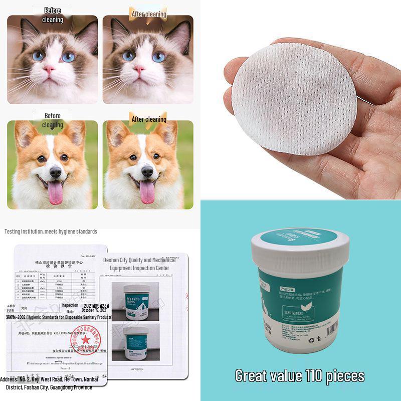 Pet Tear Stain & Ear Cleaning Wipes for Kittens and Puppies