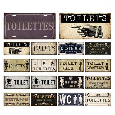 Toilet Metallschilder Wanddeko Plakette Metall Vintage Nummernschild für Zuhause Bar Club Toilette Badezimmer Toilette