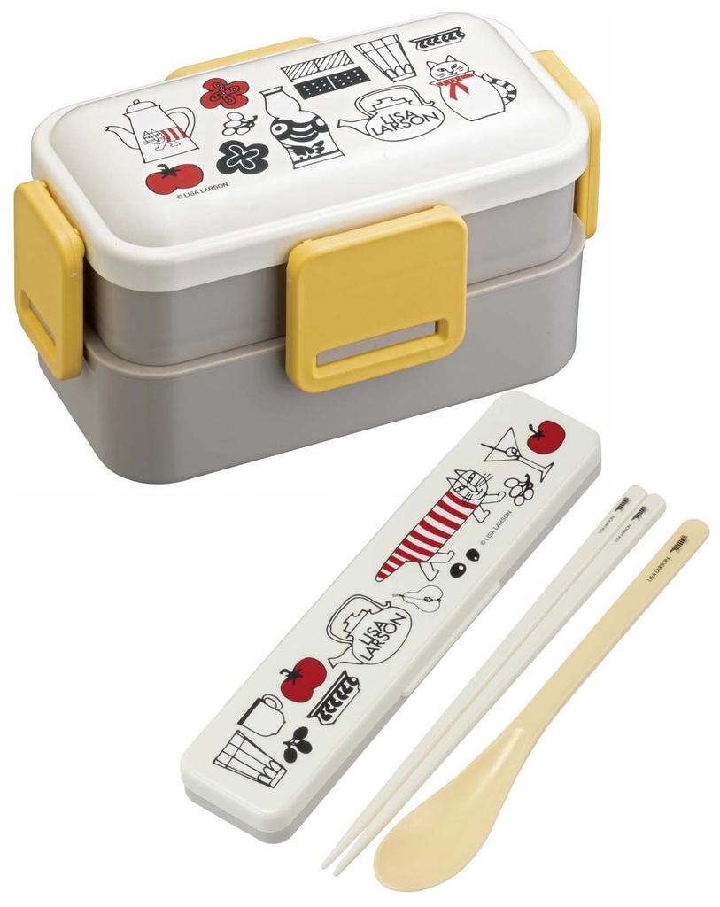 Skater Lisa Larson Kitchen Bento Soft Made In Box, 600ml, Antibacterial, Filling, Dome-Shaped Lid, Two-Tier, Women's, Japan, PFLW4AG-A