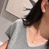 Italian Brushed Craft, Small Golden Bean Necklace, Stud Earrings, Retro Irregular Collarbone Chain, High-End Set.